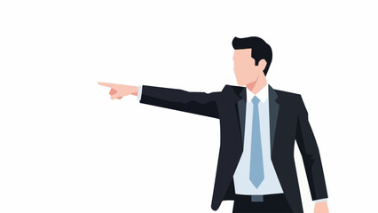 Man in Suit Pointing Direction Professionally.
