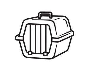 Pet Carrier or Travel Kennel Outline Drawing Icon Vector Illustration