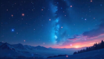 Fototapeta premium Joyful, vibrant stars twinkle on a serene blue backdrop , stock photo, night sky