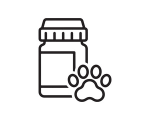 Veterinary Medicine Bottle and Paw Print Icon - Pet Health and Animal Care Symbol