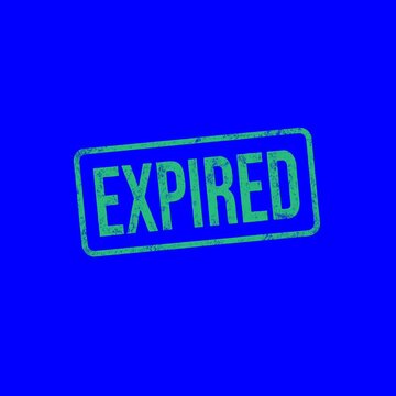 Expired red and green grunge stamps isolated on green and blue chroma key background