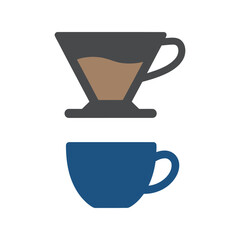 Modern Coffee Brewing Vector Illustration: Pour Over Coffee Maker and Cup Design for Cafes and Baristas