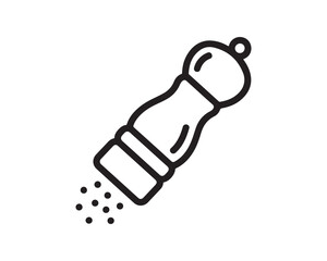 Black Line Icon of Pepper Mill Grinding Spice