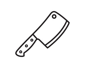 Meat Cleaver Knife Outline Icon Vector Illustration for Kitchen and Butchery