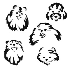 Vector drawing of a dog. Black and white gestalt design of a funny pet. Little doggy. Cute animal illustration. Postcard for International Dog Day. Drawing of an animal in the Gestalt style.	
