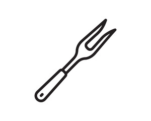 Meat Carving Fork Outline Icon - Kitchen Utensil Line Art