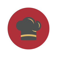 Professional Chef Hat Icon in Red Circle Vector Design for Culinary and Restaurant Graphics