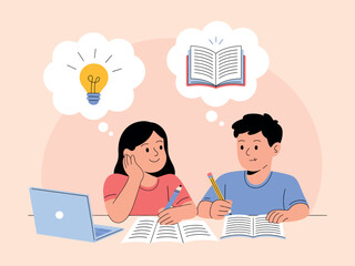 Students Studying Together with Ideas