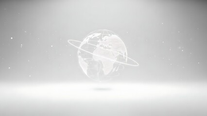 Global Connection: An abstract, conceptual design showcases a translucent globe, encircled by a halo, hinting at interconnectedness.  The composition conveys themes of international relations, data.