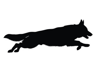 A striking silhouette of a running wolf powerfully capturing its movement