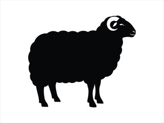 Black Sheep Silhouette Isolated on White Background, Symbol of Individuality