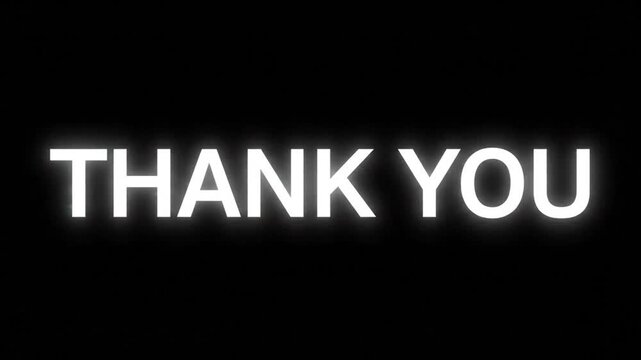 Glowing Thank You Text on Black Backdrop