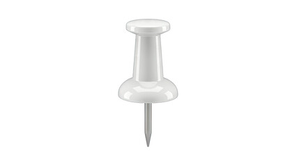 White Push Pin Isolated on White Background