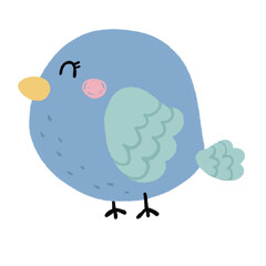 Cute Blue Bird Hand-Drawn Illustration, Cartoon Bird PNG