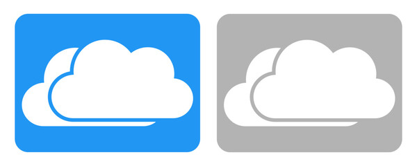 Modern digital cloud icons featuring overlapping white forms on blue and gray backgrounds, symbolizing online data storage, network services, and digital accessibility solutions