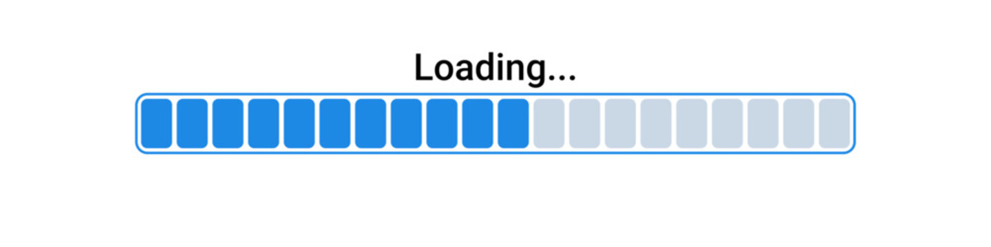 Digital blue progress bar illustrating a loading state, vital for user experience during data processing, system tasks, and content delivery