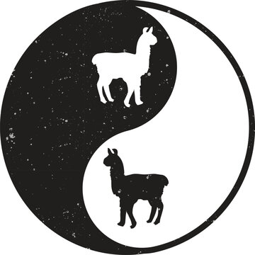 Yin And Yang Alpacas Cute Funny T-Shirt Design