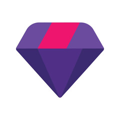 Stylized Purple Diamond Icon with Bold Pink Stripe - Vector Graphic for Luxury, Jewelry, and Glamour Themes