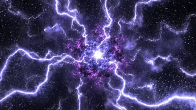 Cosmic lightning radiates from swirling core