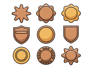 Cartoon Bronze Medal Icons Set