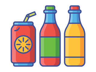 Colorful Cartoon Drinks and Bottles