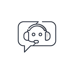 Obraz premium Customer service icon with headset inside a speech bubble for communication concepts