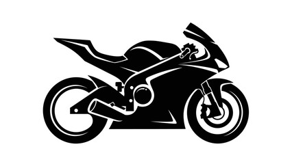 Fototapeta premium Sleek black silhouette of a modern sport motorcycle with aerodynamic design and dynamic stance