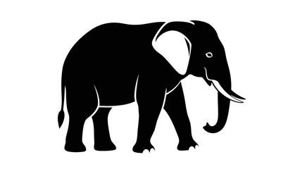 Fototapeta premium Minimalist Black and White Illustration of a Majestic Elephant with Large Ears and Wrinkled Trunk