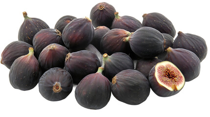 Fototapeta premium Fresh figs pile isolated on transparent background showing delicious fruit
