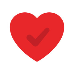 Stylish Red Heart with Checkmark Vector for Love, Approval, and Positive Emotions in Modern Design