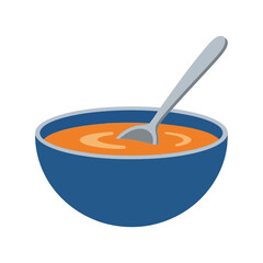 Warm and Inviting Vector of a Bowl of Soup with Spoon for Cozy Meal Illustrations