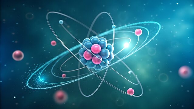 Illustration of an atom with orbiting electrons