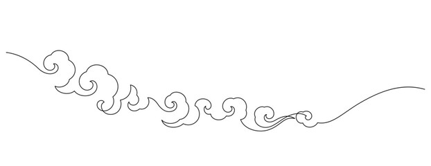 oriental clouds tradition style one line drawing minimalism