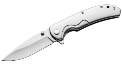 Silver pocket knife with folding blade isolated on a transparent background folding knife handle