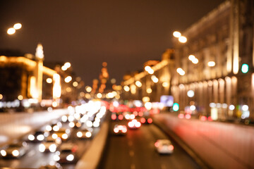 night Moscow blur urban landscape