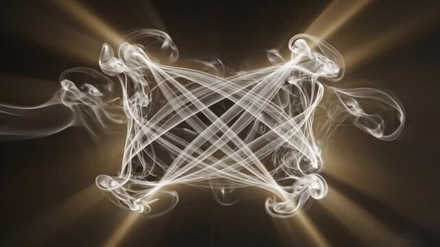 Ethereal smoky symbol illuminated by golden rays
