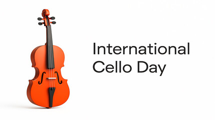 International cello day text with cello instrument on white background