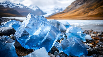 Obraz premium Ice age, valley, rock impact.