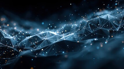 Deep Blue Abstract Plexus Structure with Connected Dots and Lines