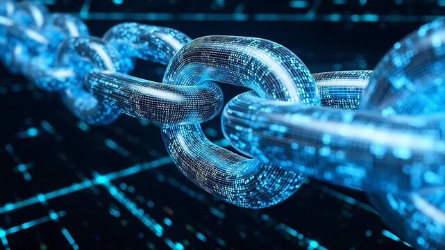 Blockchain Technology Concept: Secure Digital Chain with Data Flow and Network Connections