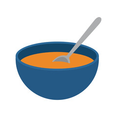 Delicious Orange Soup in a Blue Bowl - Vector Illustration for Culinary Designs and Food Branding