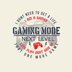 Gaming Mode retro gamer typographic poster boys game pad design.eps