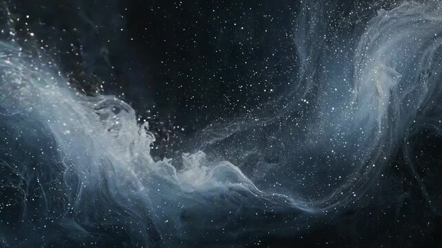 Shifting inner flow pushing nebula cloud, tightening filaments in space and forming crest of specks