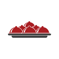 Stylish Vector of a Dish with Red Cloche Covers Perfect for Culinary Designs and Restaurant Menus
