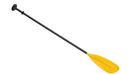 Yellow kayak paddle with black shaft and handle isolated on a transparent background yellow paddle handle