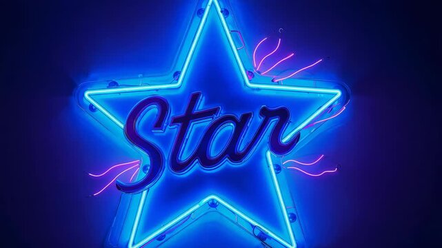 Power flicker causing neon star brightening on dark wall, showing Star script, pulsing pink accents