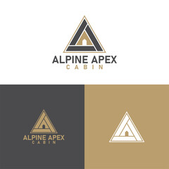 alpine apex cabin logo design vector art