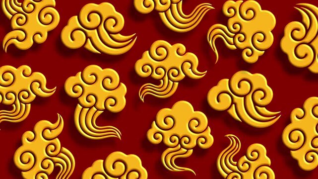 Golden Cloud Pattern Red Chinese Festive Background