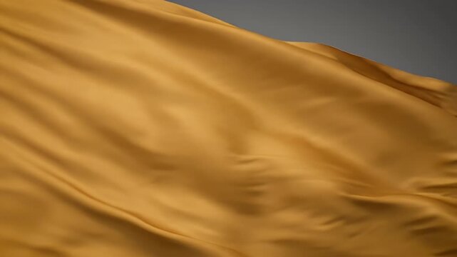 Flowing Golden Fabric Waves Smooth Satin Textile Texture With Subtle Shadows And Highlights Under Soft Light