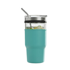 Modern Insulated Teal Tumbler with Stainless Steel Straw